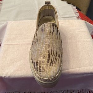 Gold brown and beige loafers